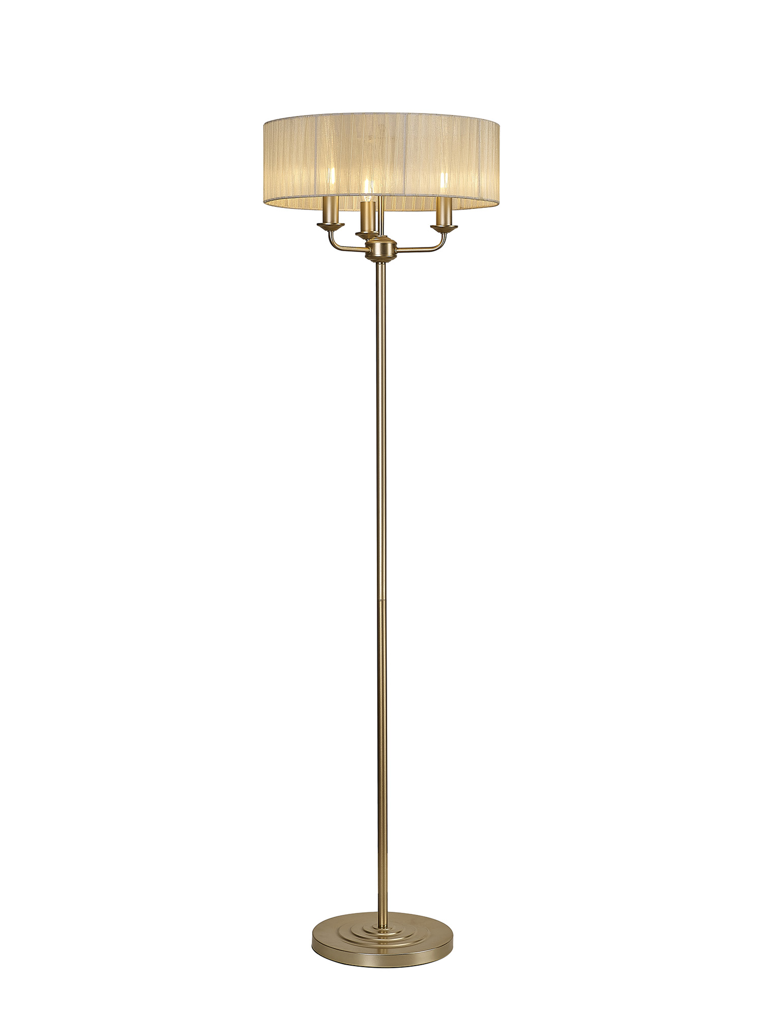 DK0993  Banyan 45cm 3 Light Floor Lamp Champagne Gold; Cream
